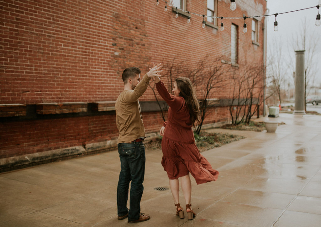 Megan Renee Photography Urban Spring Engagement Session in Downtown Muncie at the Caffeinery