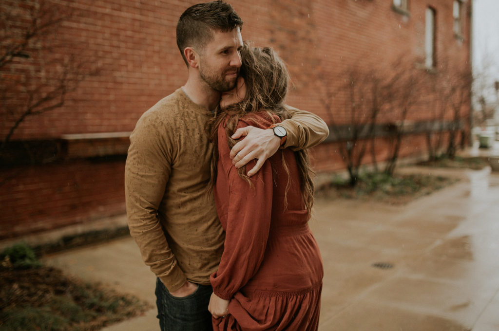 Megan Renee Photography Urban Spring Engagement Session in Downtown Muncie at the Caffeinery
