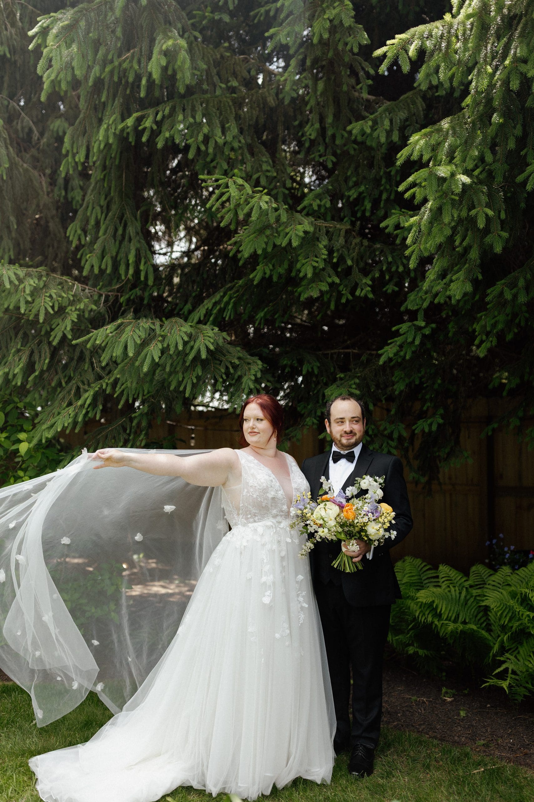 Paige and Tyler on their wedding day at Pine Valley Country Club in Fort Wayne, Indiana.