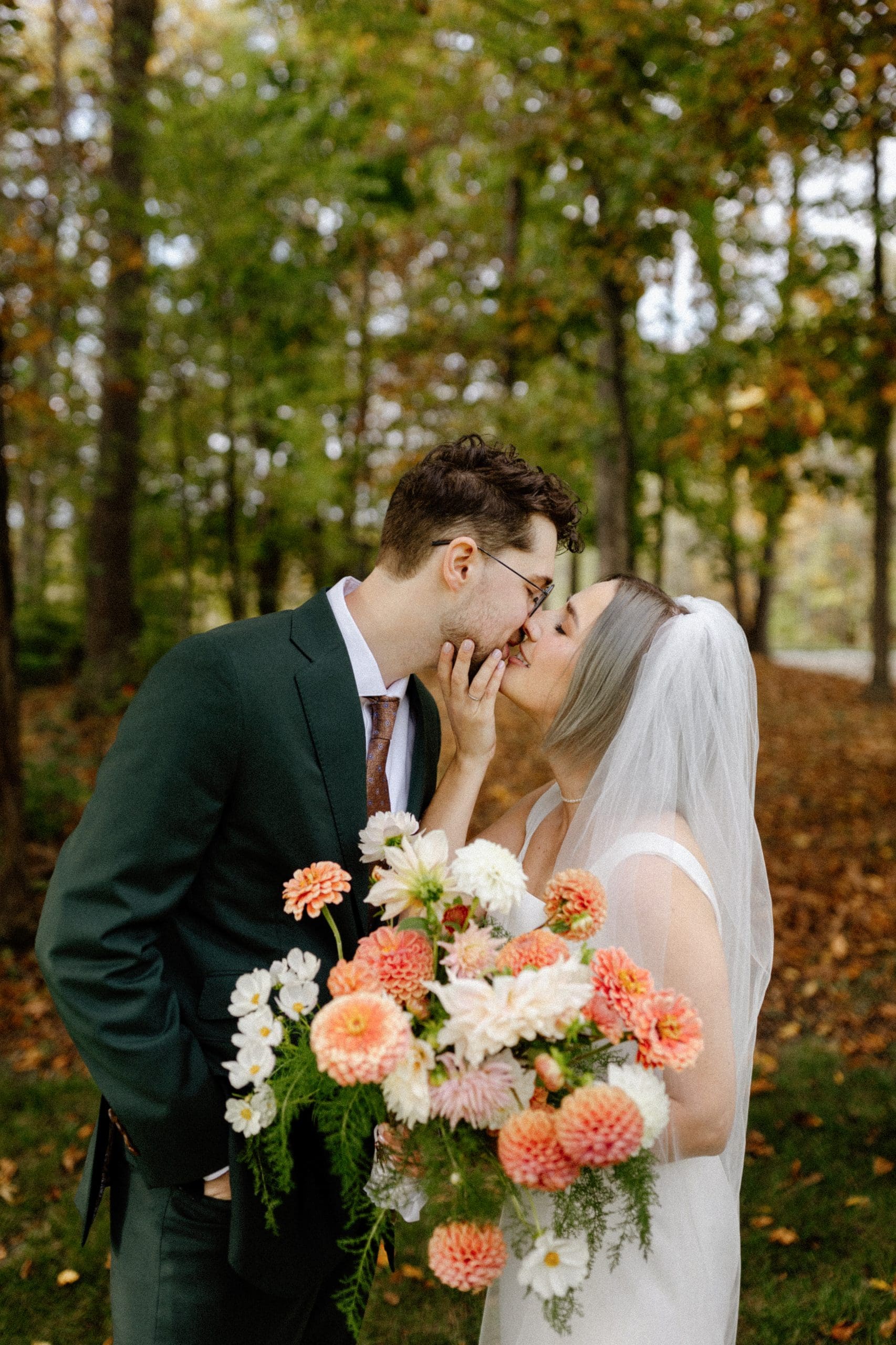 Kaitlyn and Joel celebrating their intimate wedding in Fort Wayne, Indiana.