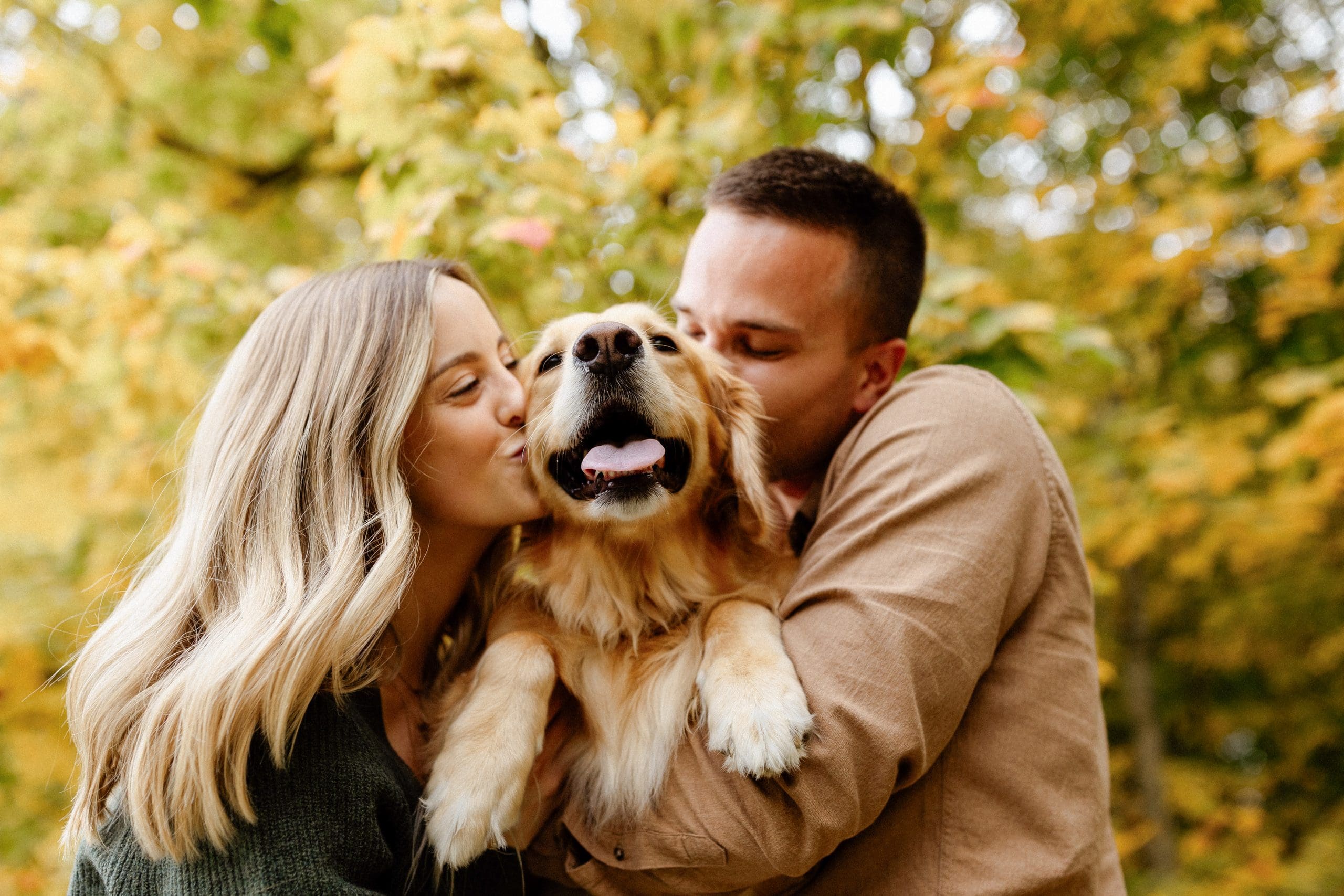 Indianapolis engagement session with a couple and their dog at Eagle Creek Park